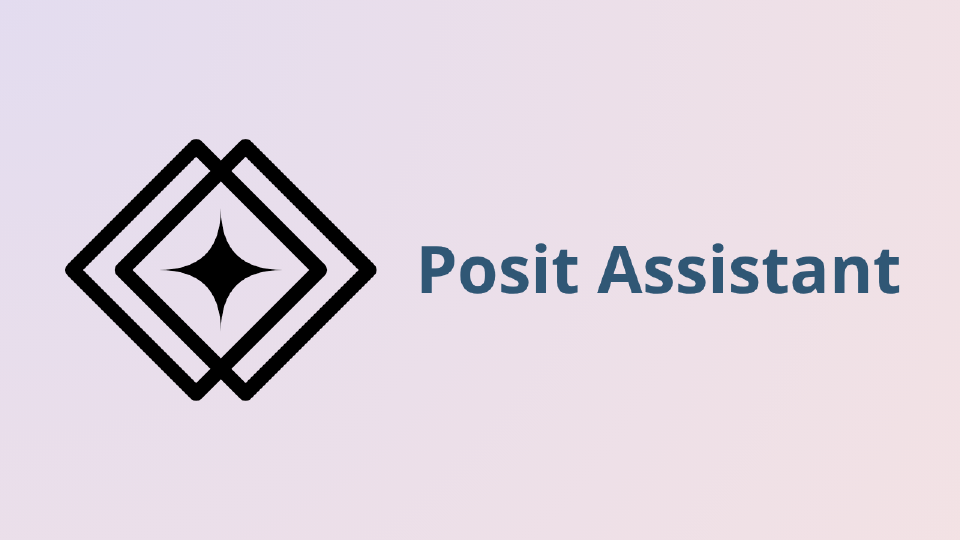 The Posit Assistant logo — a star inside two overlapping diamonds — beside the words 'Posit Assistant,' on a light purple background.